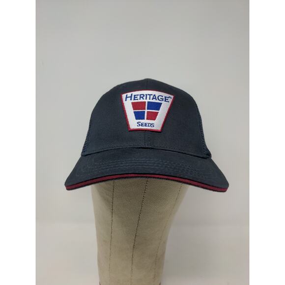Heritage Seeds Diener Soybeans Strapback Meshback Hat OSFA Black Blue Patch Logo - Picture 2 of 10